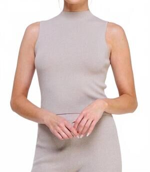 NEW ALLIE ROSE sleeveless mock neck tank top in silver mist